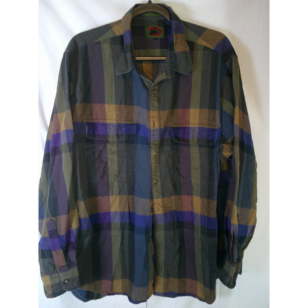 Vintage Boston Traders Mens XL Plaid‎ Flannel Shirt Long Sleeve Button Down